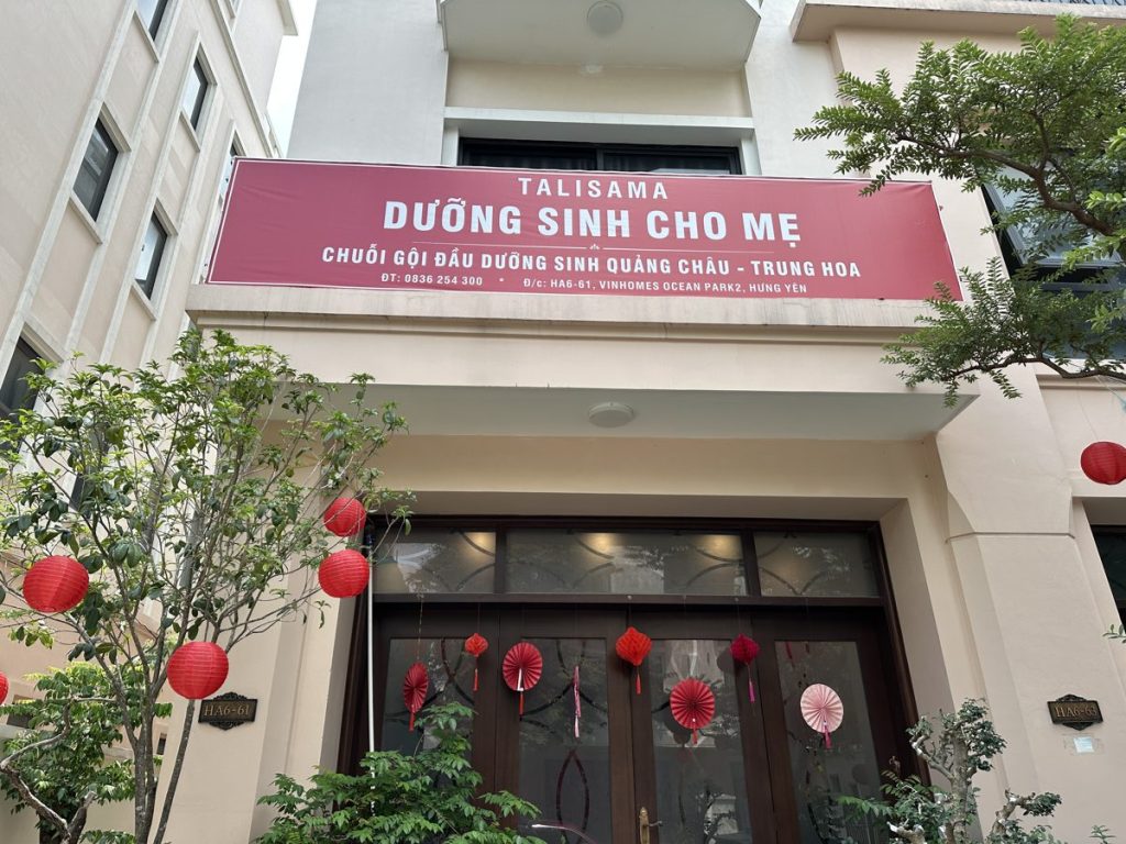 Mặt tiền Spa Talisama, gội đầu dưỡng sinh Vinhomes Ocean Park 2
